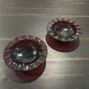 Anchor Hocking Royal Red Ashtrays - Pair
